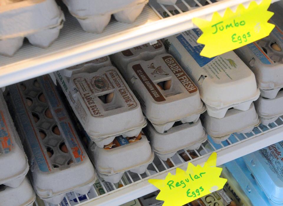 Cartons of eggs for sale at Heartland Harvest Farm on Curry Road on Thursday, June 16, 2011.