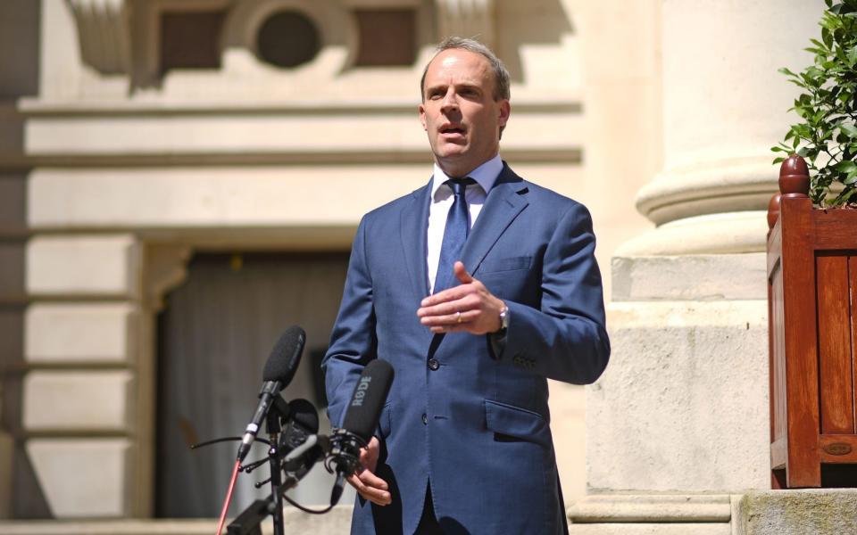 Foreign secretary Dominic Raab has signed a joint statement urging China to work with Hong Kong to find a solution to the crisis - Stefan Rousseau/PA