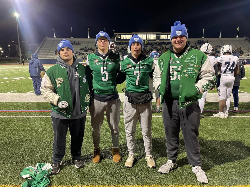 Pembroke seniors Jayden Mast, Tyson Totten, Sean Pustulka and JJ Gabbey attended the Eddie Meath All-Star Game on Monday, Nov. 20, 2023, at the University of Rochester. They did not play as they prepare for the NYS 8-Man championship game.