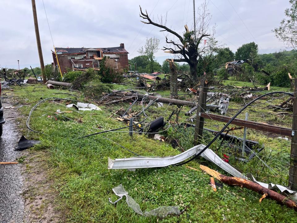 A house was almost destroyed by an EF-3 tornado on Cothran Road off Bear Creek Pike on Wednesday in Columbia, Tenn.