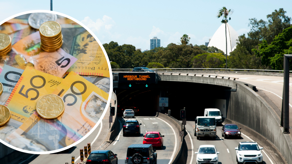 Australian money and NSW road toll Harbour tunnel 