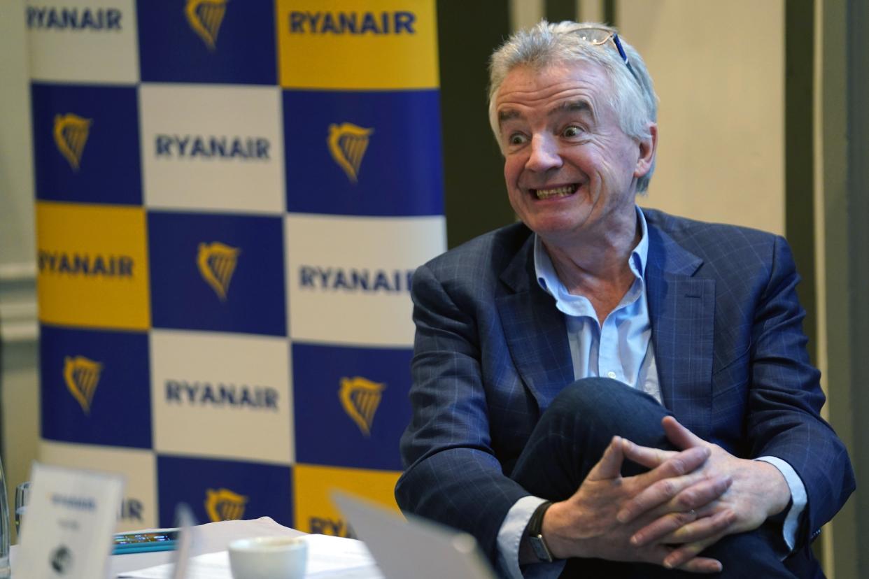 CEO of Ryanair Group, Michael O'Leary smiles at a press conference at Sheraton Diana Majestic on January 23, 2024 in Milan, Italy
