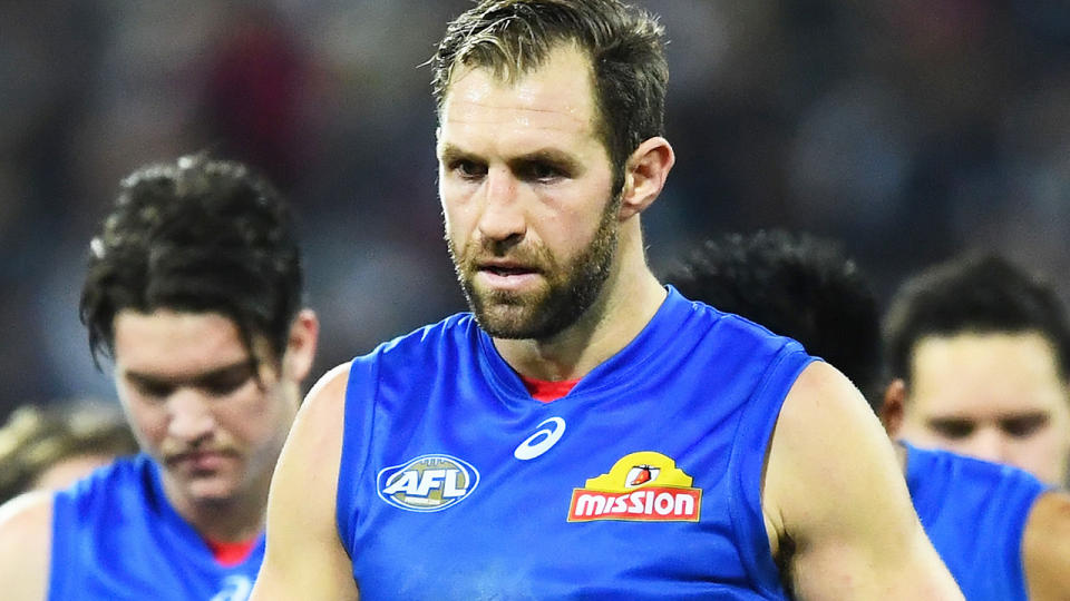 Travis Cloke, pictured here in action with the Western Bulldogs in 2017.