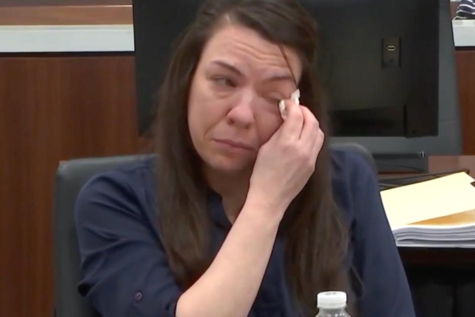 Jessy Kurczewski tears up in court during opening statements (Court TV)