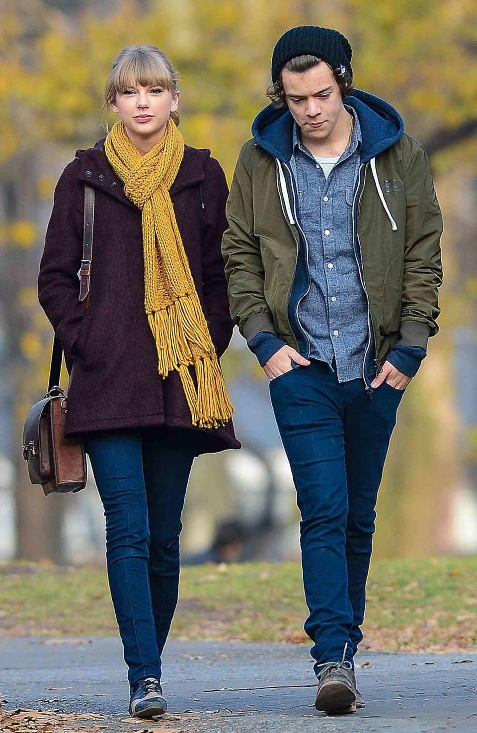 Taylor Swift and Harry Styles are seen walking around Central Park on December 02, 2012 in New York City