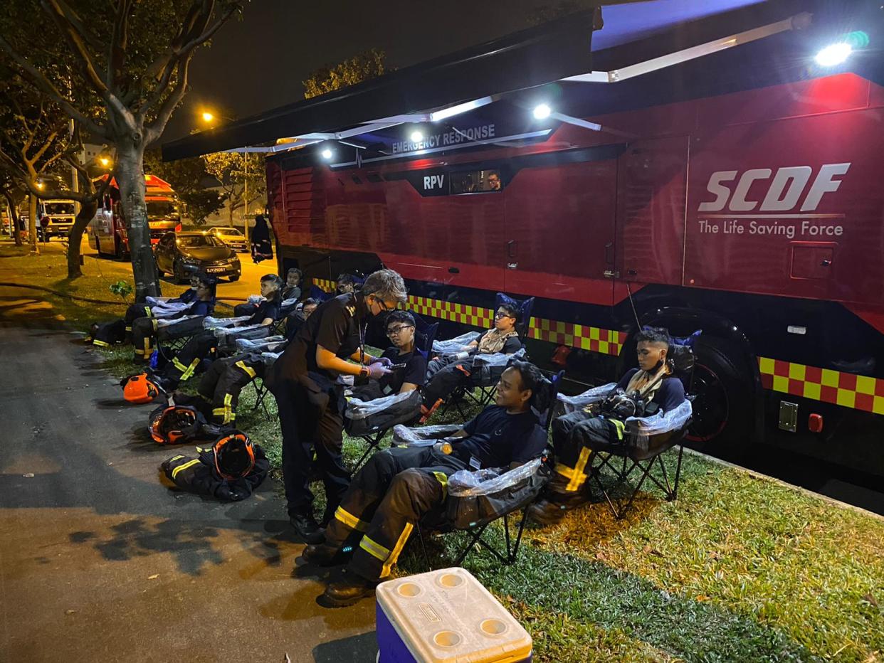 SCDF responders getting treatment at the RPV. (PHOTO: SCDF Facebook page)