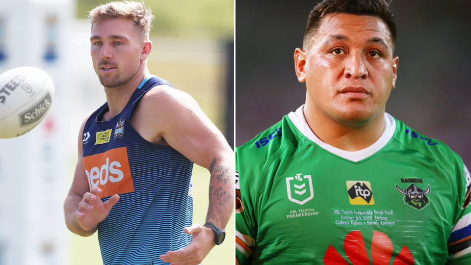 Pictured here, Bryce Cartwright and Josh Papalii are both opposed to having the flu shot.