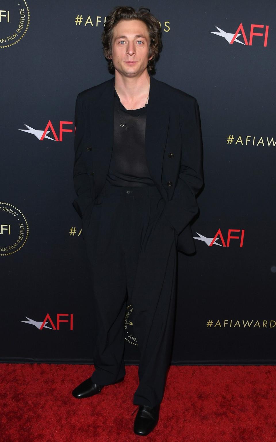 Jeremy Allen White arrives at the AFI Awards Luncheon at Four Seasons Hotel Los Angeles at Beverly Hills