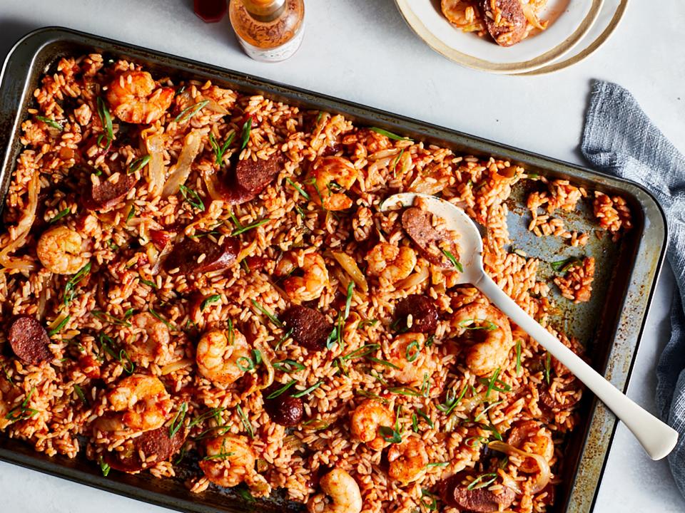 Sheet-Pan Shrimp and Sausage Jambalaya