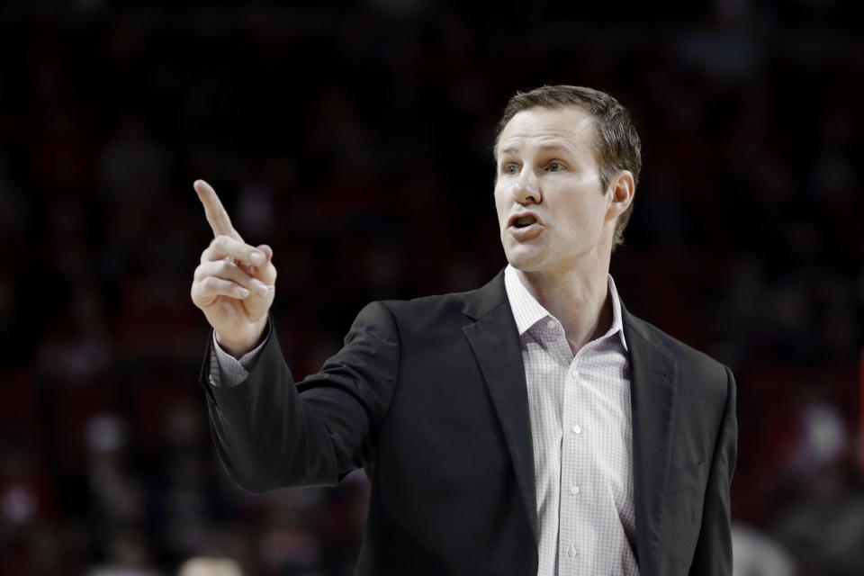 Nebraska coach Fred Hoiberg gestures during the first half of an NCAA college basketball game against Northwestern in Lincoln, Neb., Sunday, March 1, 2020. (AP Photo/Nati Harnik)