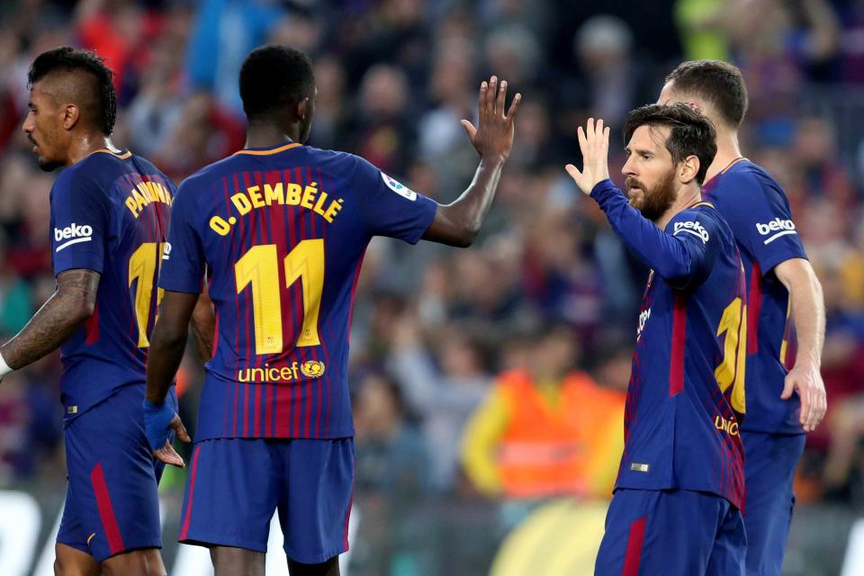 Ousmane Dembele and Lionel Messi played key roles in Barcelona's win over Villarreal. (EFE)
