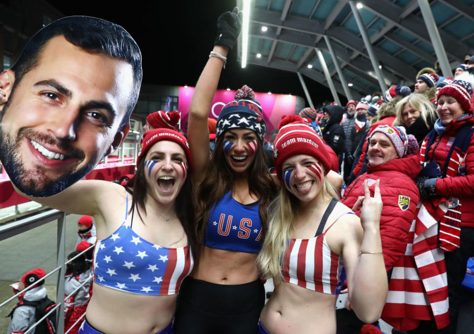 Fans of Chris Mazdzer go all out for their guy. (Getty)