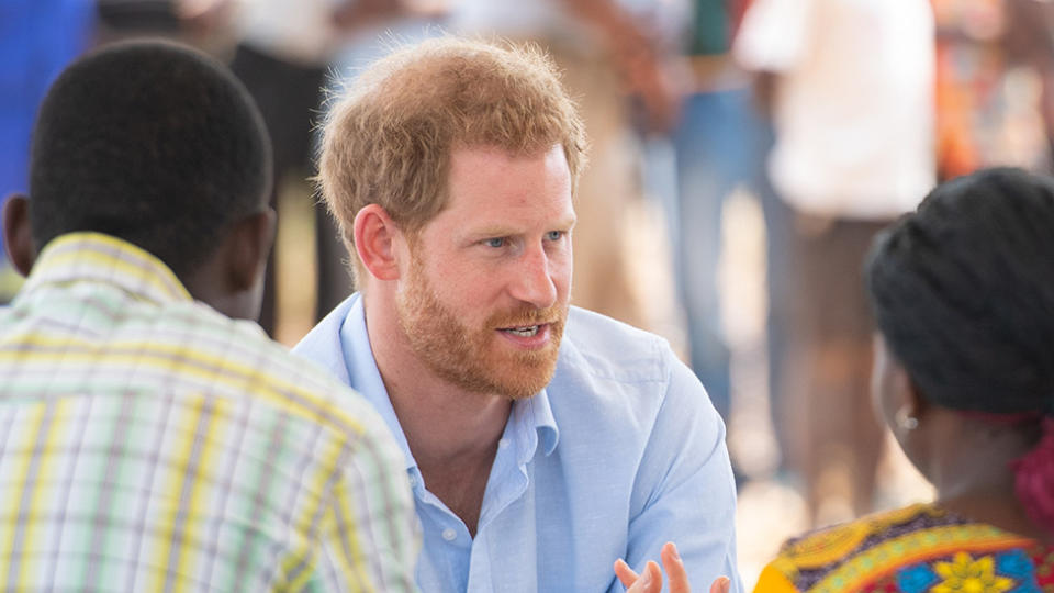 Prince Harry visits the Mauwa Health Centre in Blantyre, Malawi.