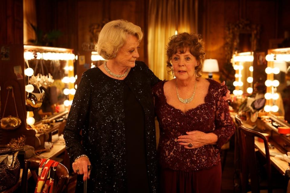 This film image released by The Weinstein Company shows Maggie Smith, left, and Pauline Collins in a scene from "Quartet." (AP Photo/The Weinstein Company)