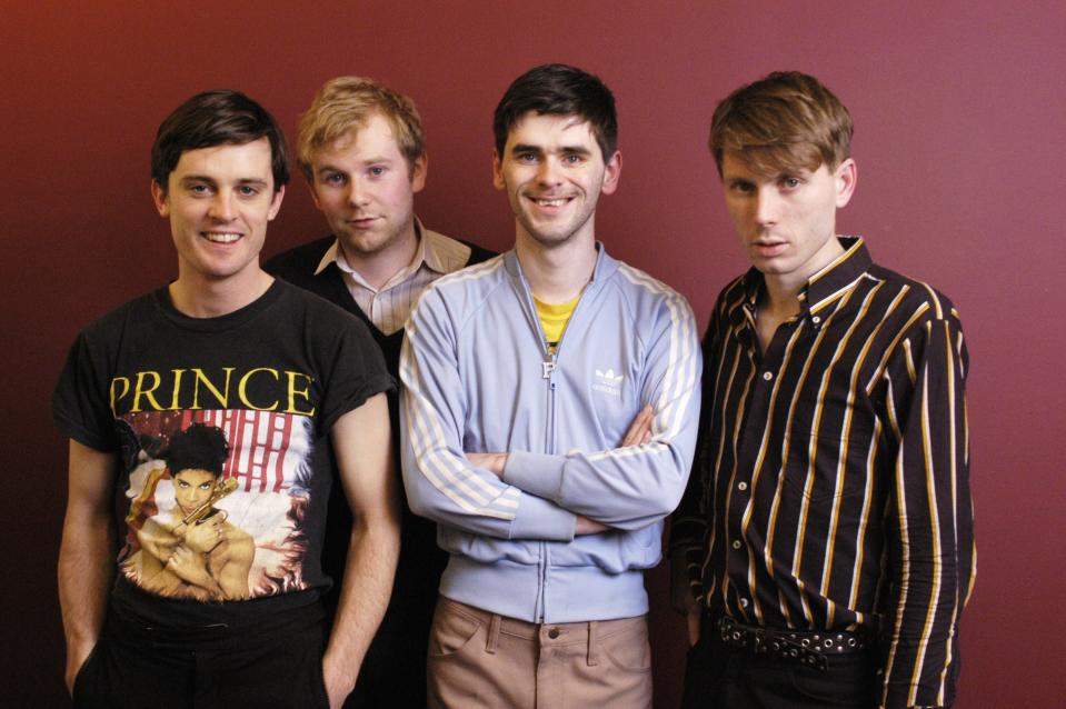 Alex Kapranos, Nick McCarthy, Bob Hardy and Paul Thomson of Franz Ferdinand are photographed circa 2004