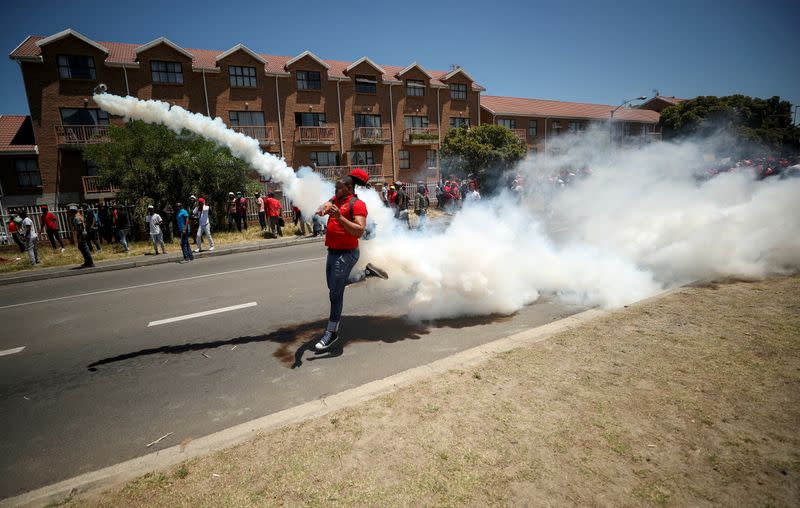 South African opposition party EFF protest against alleged racism in Cape Town