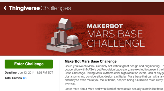 The Makerbot Mars Base Challenge seeks designs for a Red Planet base that can withstand the harsh Martian elements, yet still feel like a home.