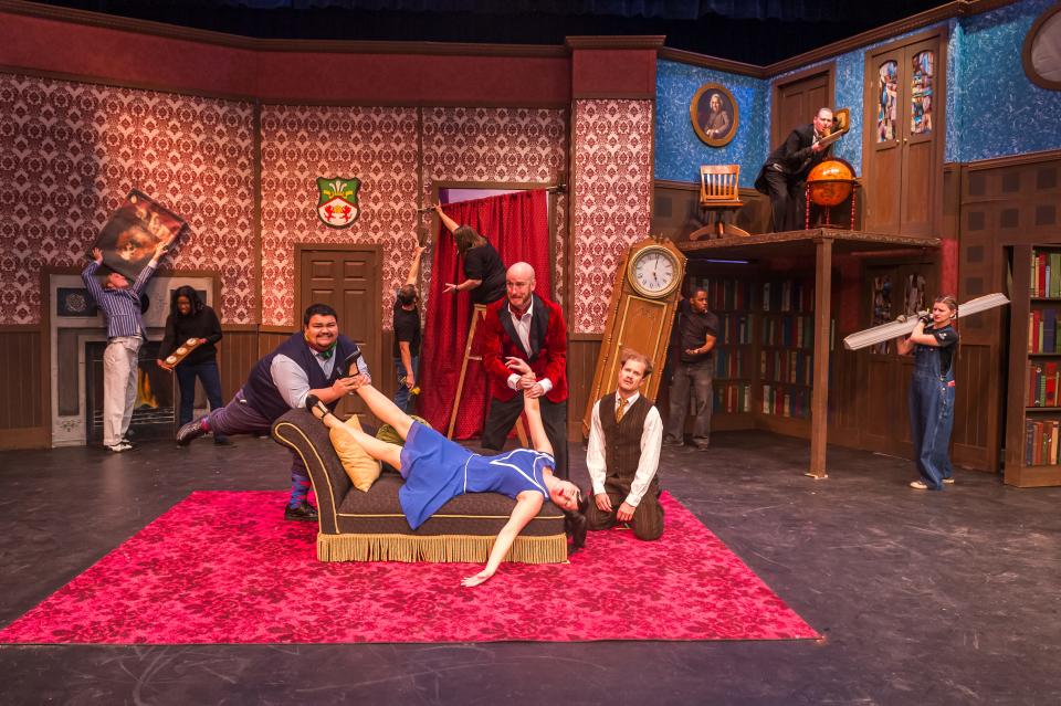 Vanessa Hill, Travis Tidmore, Camron Kelley, Brandon Graves, Heather Dillon, Brooks Boyett, Zeke Lewis, Harrison Stringer, Jeremy Hernandez, Jenny Morgan and Sawyer Landry are among the cast for Amarillo Little Theatre's production of "The Play That Goes Wrong."