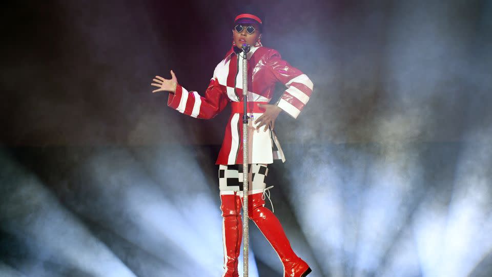 Janelle Monáe often subverts gender stereotypes in her onstage persona and dress. - Ethan Miller/Getty Images