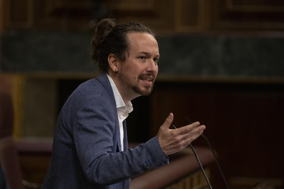 Pablo Iglesias durante una intervención en el Congreso de los Diputados. (Foto: Pablo Blazquez Dominguez / Pool / Getty Images).