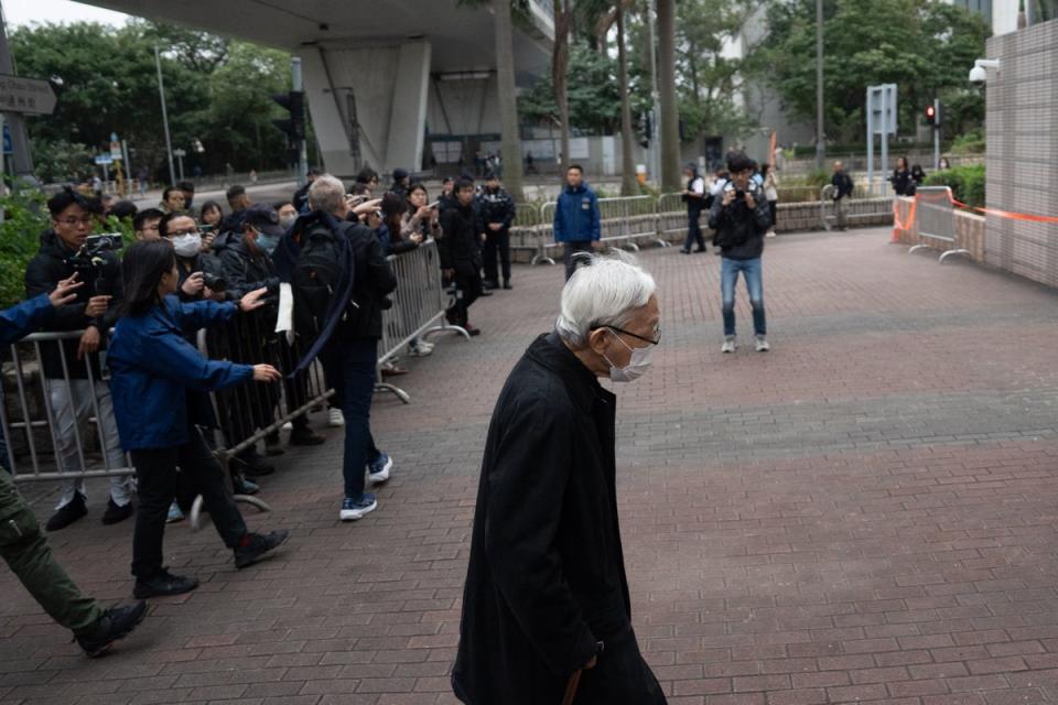 Cardinal Joseph Zen arrives at the West Kowloon Law Courts (EPA)