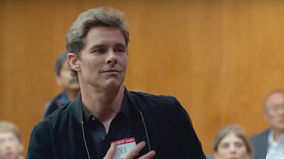 James Marsden starring as an exxaggerated version of himself in “Jury Duty” (Amazon Freevee)