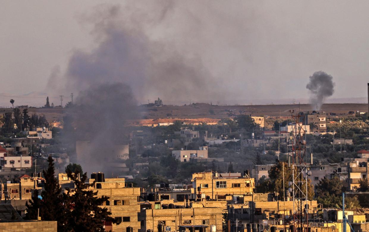 Smoke rises after Israeli air strikes on Rafah in southern Gaza Strip (AFP via Getty Images)