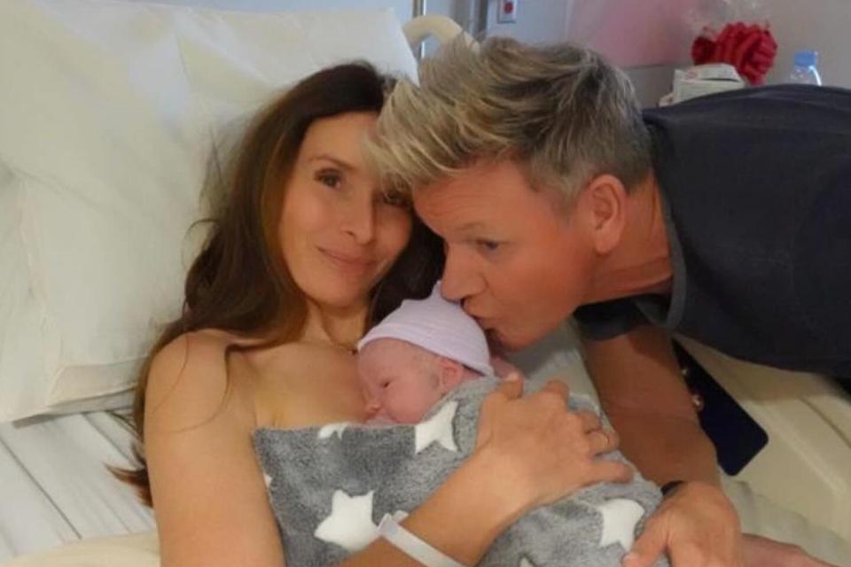 <p>Gordon Ramsay/Instagram</p> Gordon Ramsay and wife Tana Ramsay pose with baby Jesse James Ramsay