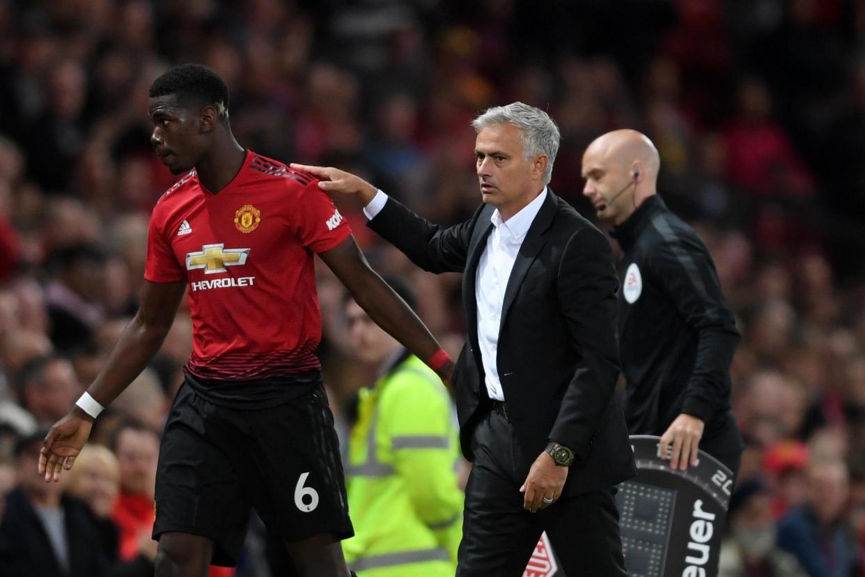 United | Mourinho has denied talk of a rift between himself and Pogba: Laurence Griffiths/Getty Images