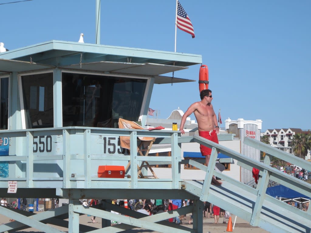 Waiting game: a lifesaver on the beach at Santa Monica, California (Simon Calder)