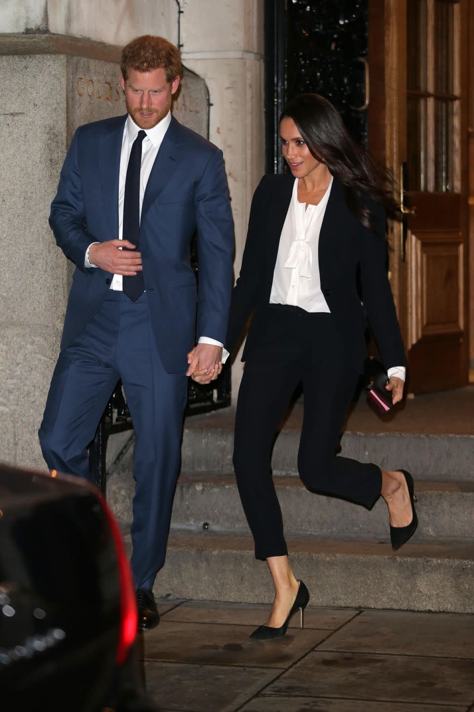 She looked stunning in a black Alexander McQueen pantsuit. Photo: Getty Images