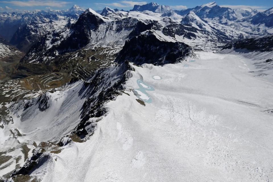 An aerial view of Olivares glacier in the Andes Mountain range (Reuters)