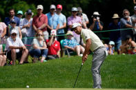 Xander Schauffele putts on the seventh green during the second round of the Travelers Championship golf tournament at TPC River Highlands, Friday, June 24, 2022, in Cromwell, Conn. (AP Photo/Seth Wenig)