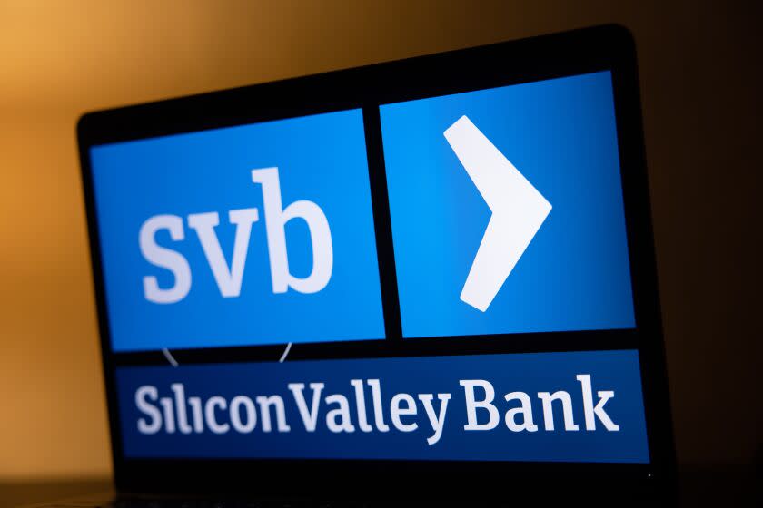 The Silicon Valley Bank logo on a laptop screen arranged in Riga, Latvia, on Friday, March 10, 2023. Panic spread across the startup world as worries about the financial health of Silicon Valley Bank, a major lender to fledgling companies, prompted Peter Thiels Founders Fund and other prominent venture capitalists to advise portfolio businesses to withdraw their money, even as the banks top executive urged calm. Photographer: Andrey Rudakov/Bloomberg via Getty Images