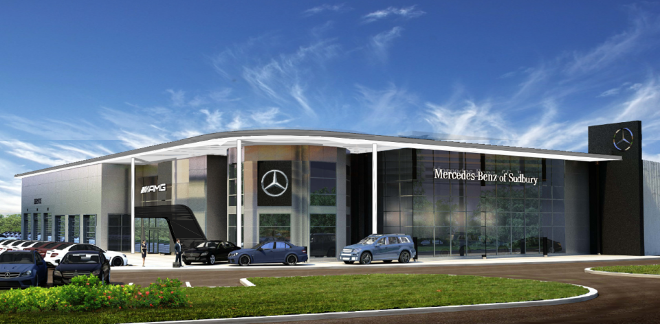 A rendering of the new Herb Chambers dealership - Mercedes of Sudbury - being proposed at 141 Boston Post Road.