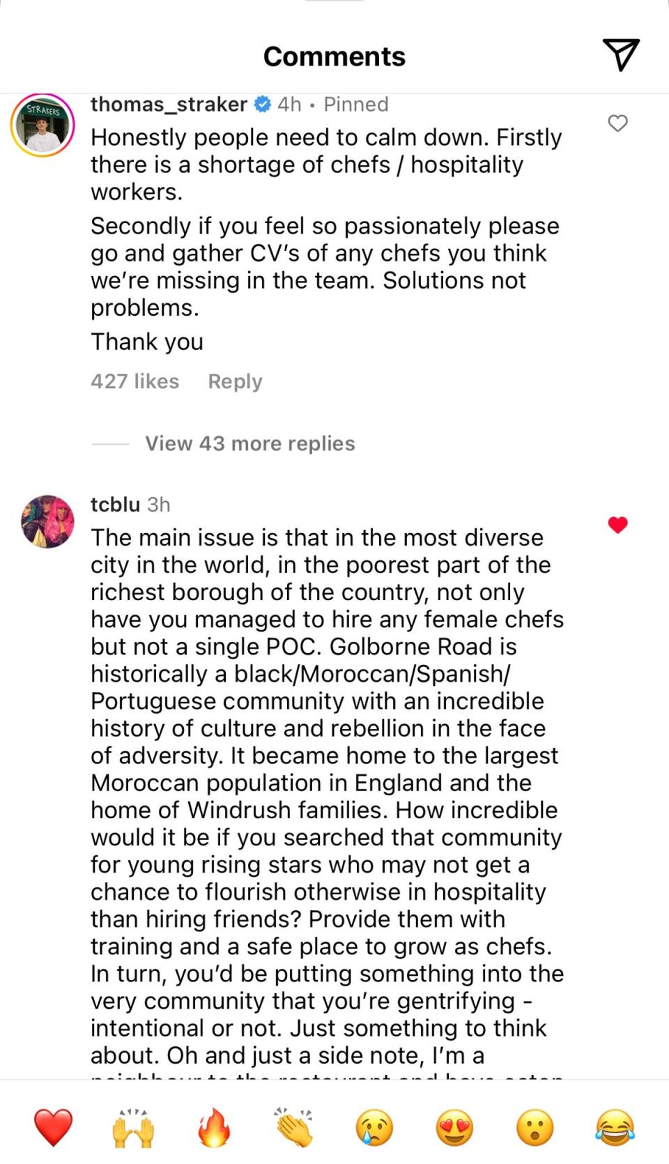 One commenter’s thoughts (Instagram)