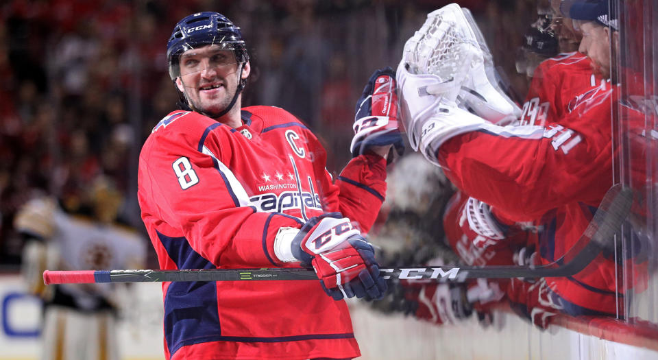 Alex Ovechkin is taking aim at a seventh Rocket Richard Trophy. (Photo by Patrick Smith/Getty Images)