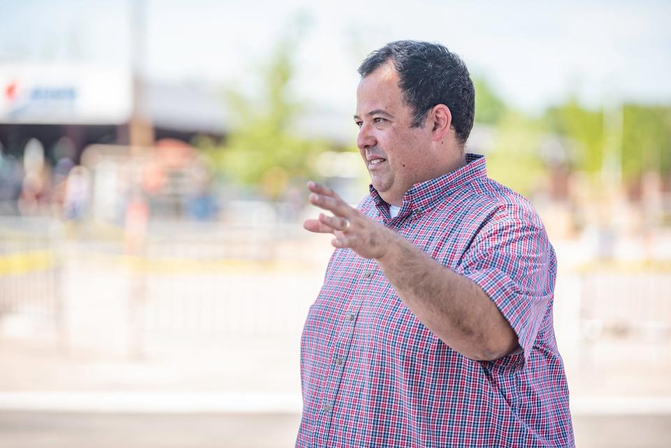 Scott Stoller, general manager of the Colorado State Fair, discusses the improvements at the main entrance of the fairgrounds on Tuesday, July 18, 2023.