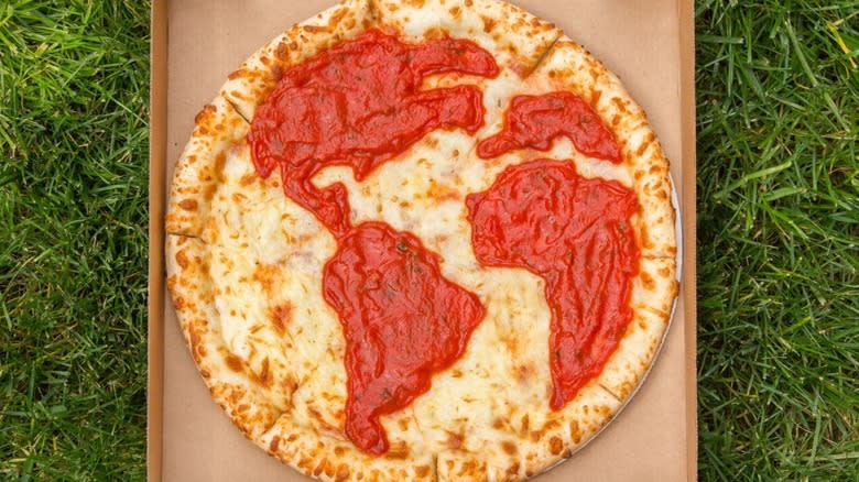world map Hunt Bros pizza