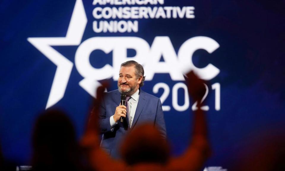 Ted Cruz, who jetted off to Cancun as Texas froze in the dark, told CPAC the Republican party is the party of ‘the men and women with calluses on their hands who are working for this country’.