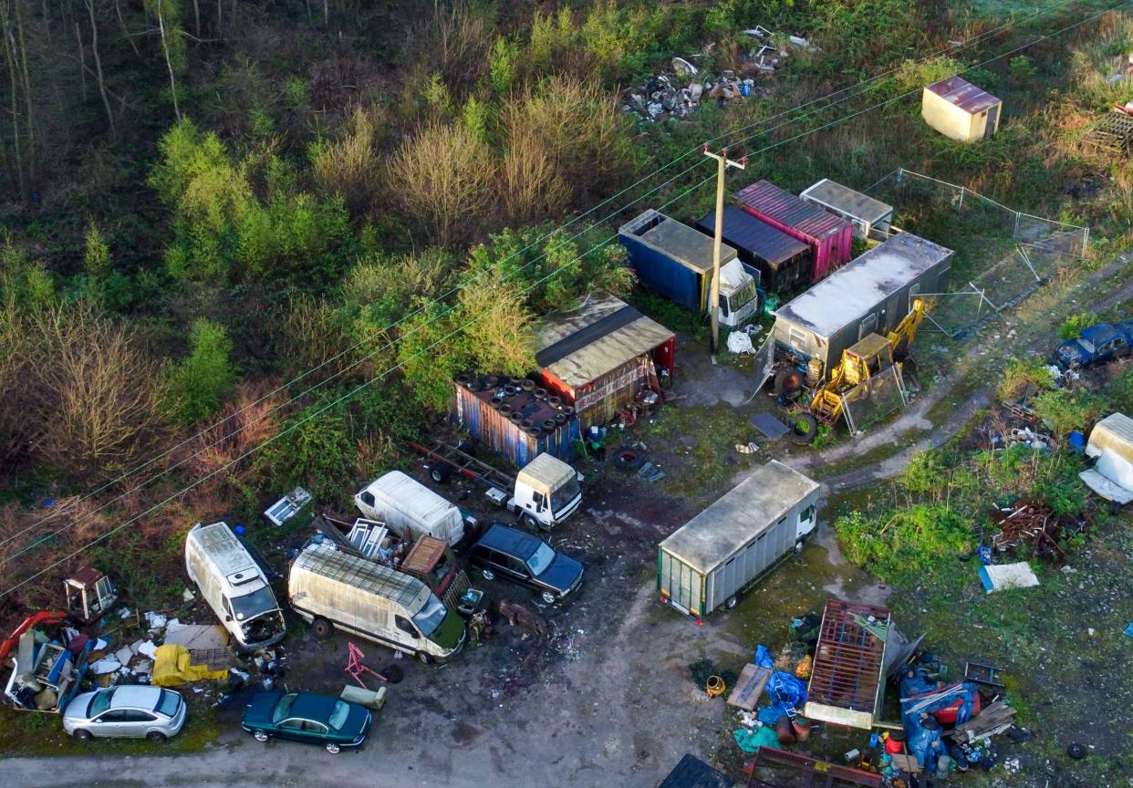 Drone pictures show the shocking scale of the illegal dump in Boxley Woods. (SWNS)