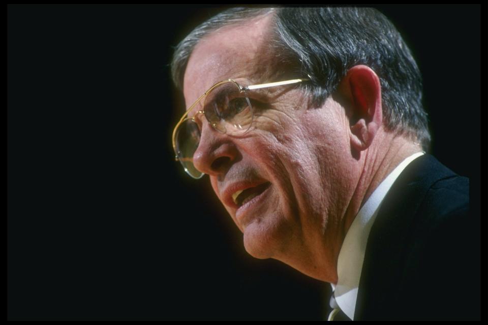 18 Jan 1997:  Virginia Commonwealth Rams head coach Sonny Smith looks on during a game against the Old Dominion Monarchs at the Robbins Center in Richmond, Virginia.  ODU won the game, 82-65. Mandatory Credit: Doug Pensinger  /Allsport