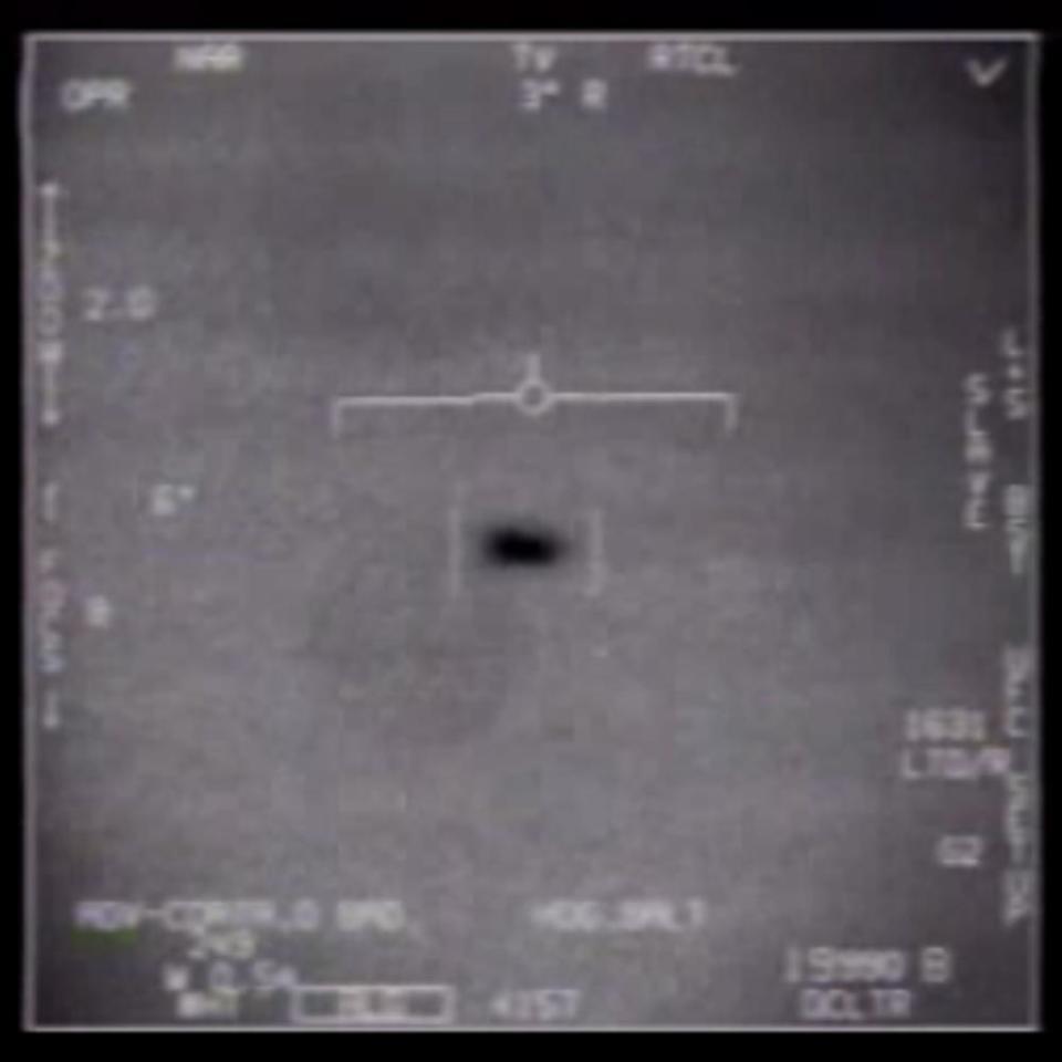 A video grab taken from an unclassified US navy video that shows interactions with ‘unidentified aerial phenomena’ at an undisclosed location, issued on 29 April.