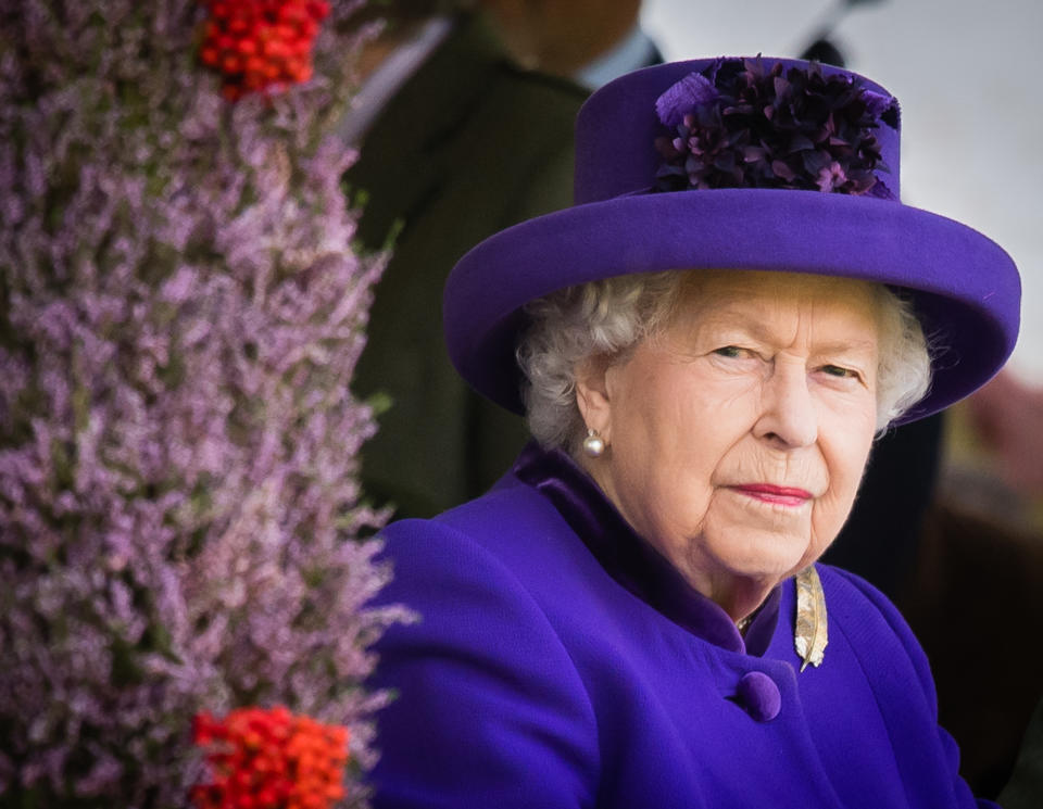 Queen Elizabeth II attends the 2019 Braemar Highland Games  on September 07, 2019 in Braemar, Scotland. 