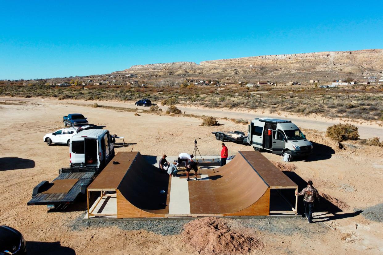 This undated photo provided by Paul Molina in August 2022 shows the Hopi skate spot in the Village of Tewa on the Hopi reservation in northeastern Arizona. A handful of Hopi youth worked together to create the skate spot that opened this spring.