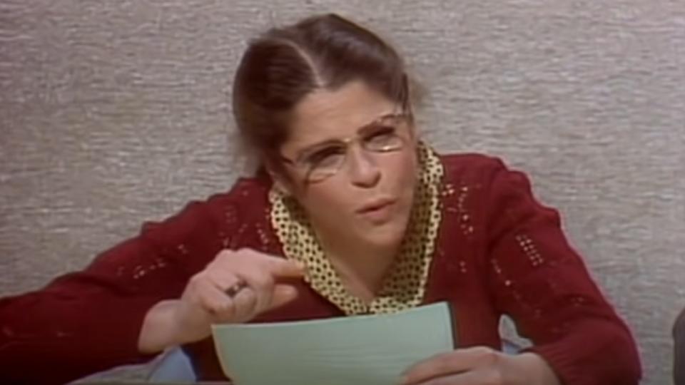 Gilda Radner as Emily Litella on Weekend Update.