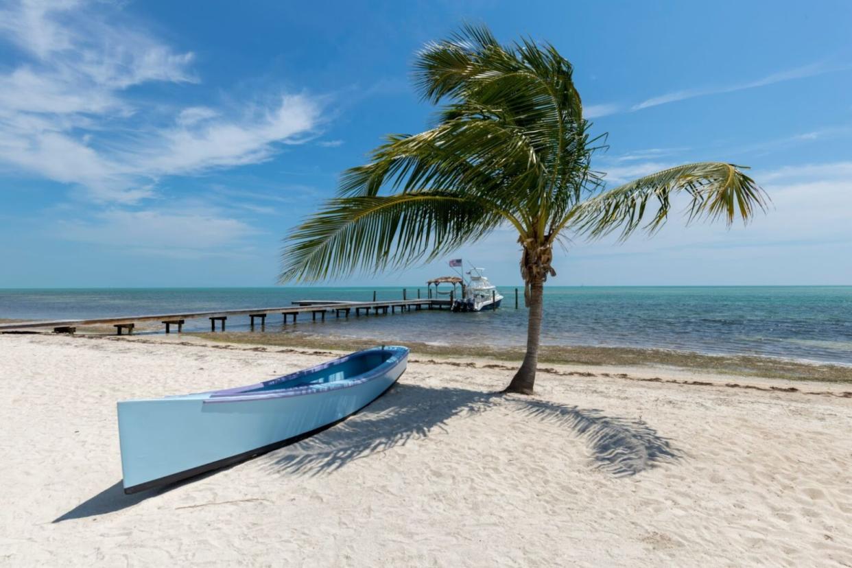 These are the top nine reasons that travelers should visit the Florida Keys during April. pictured: a beach in the Florida Keys