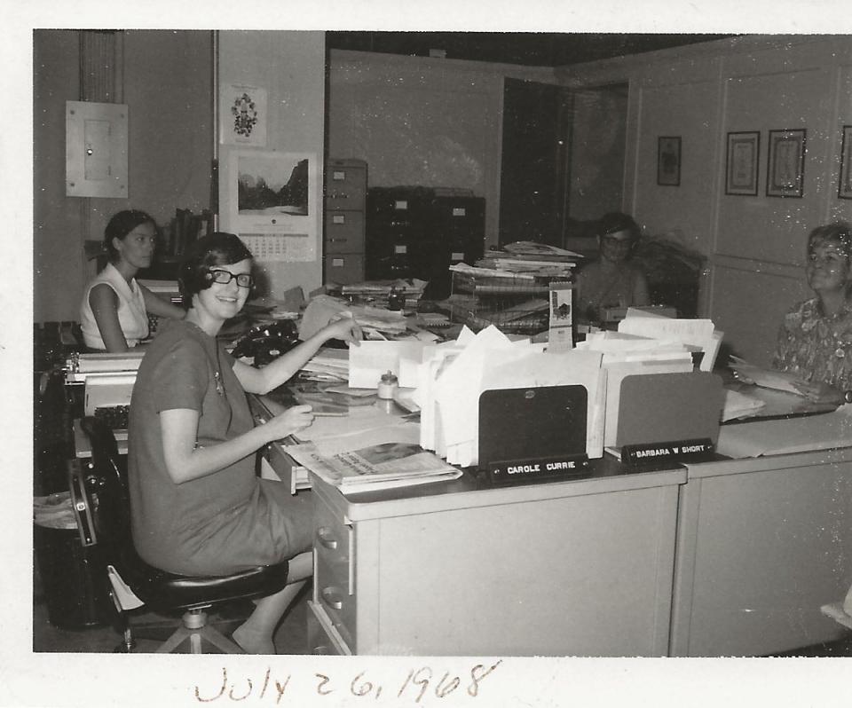 Journalist Carole Currie at the Durham Morning Herald on July 26, 1968.