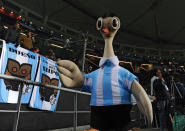 Suri was the mascot at Copa America in 2011. It was meant to be an ostrich, one that is permanently surprised by the looks of it.
