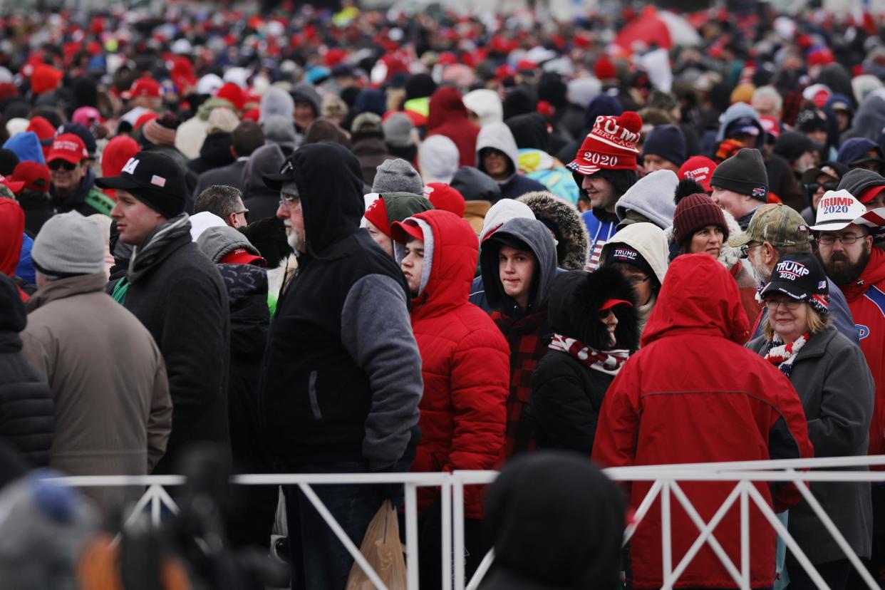 Donald Trump's supporters in Wildwood, Jersey lined up for hours to see the president speak at a rally in the seaside town: Getty Images